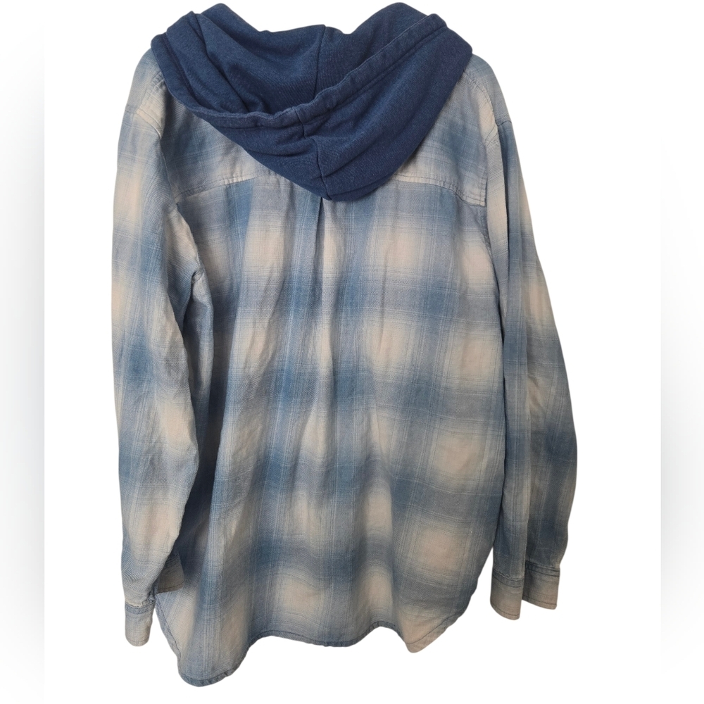 American Eagle Outfitters Denim Blue Hooded Shirt Size XXL - Picture 3 of 3